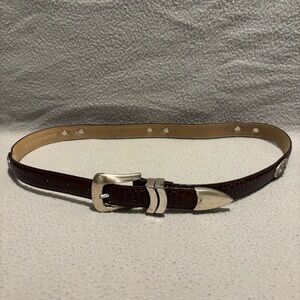 Golf Themed Genuine Italian Leather Unisex Belt Silver Metal Buckle size L/33